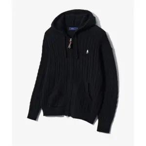 예일 YALE 케이블 니트 후드 집업_블랙 YEW1KC301SBK 372591