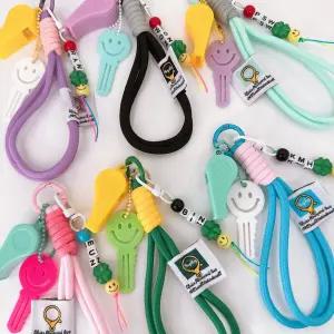 호루라기 이니셜 핸드폰 로프 키링