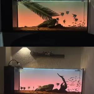 어항 백스크린 장식 고화질 시트지 LED 해수어 벽지 수족관