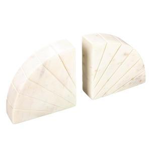 협동 모던 아치형 반원형 대리석 북엔드 조각된 디 2개 세트 흰색