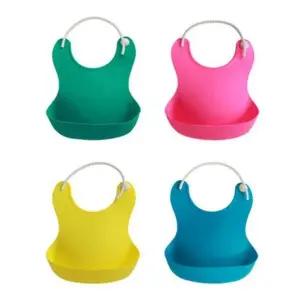 옆집샵 실리콘 방수 턱받이 베이비 앞치마 흘려도 닦아내면 끝인 단색 유니크 포켓형