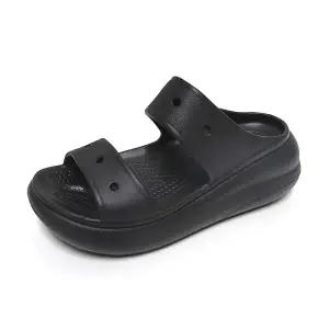 크록스 크러쉬 여성 플랫폼 키높이 샌들 슬리퍼 블랙 207670-001