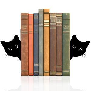 금속 고양이 책꽂이 끝 가정용 사무실 책상 책장 장식용 귀여운 1쌍 블랙 전면