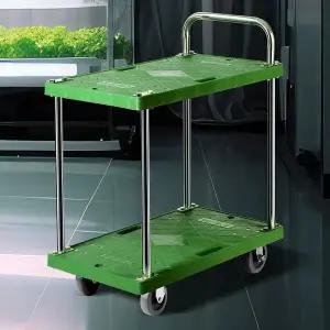 플라스틱스텐녹색 2단 중 식당트레이 음식점카트 음식 서빙카