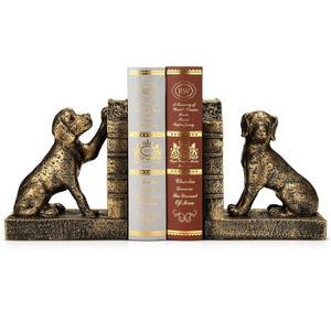 오 2개 장식용 강아지 책꽂이 책을 위한 동물 래브라도 리트리버 동상 책 크리스마스 홈 책장을 미끄럼 방지 베이스