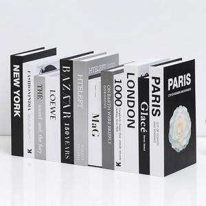 YKYKJ 12pcs 장식용 책 책들 커피 테이블 검은색 방 선반용 흑백 프레피 북엔드 모던 데코