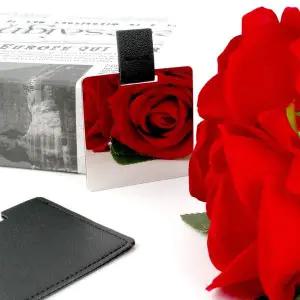 [셀러에이드]미니 가죽케이스 블랙 메이크업 거울 휴대용