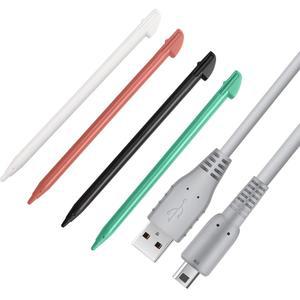 USB 충전 케이블이 있는 쿠우드 3DS XL 스타일러스 펜 XL과 호환되는 교체 4 in 1 콤보 터치 스타 세트 멀티 컬러