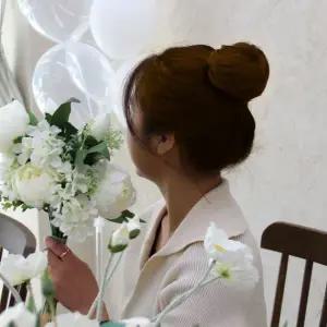 [셀러에이드]로우번 올림머리 똥머리 가발 밝은갈색