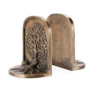 장인 로드 트리 오브 라이프 북엔드 앤티크 황동 선반이나 책장용 장식 2종 주철 미끄럼 방지 홈 데코 선물