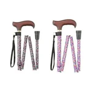 접는 할머니 꽃무늬 지팡이 고령자용 노인 휴대용