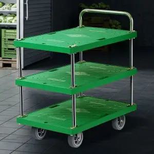 플라스틱스텐녹색 3단 특대 웨곤 서빙카트 주방트롤리 서빙카