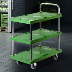 플라스틱스텐녹색 3단 중 음식점서빙카트 식당트레이 서빙카