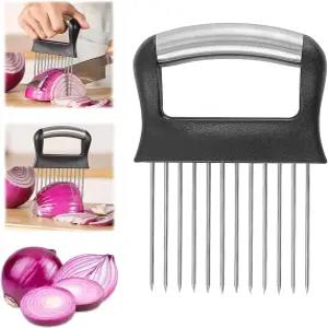 슬라이스용 수커 양파 홀더 스테인리스 스틸 대형 커터 감자 레몬용 논슬립 야채 초퍼 토마토 슬라이서