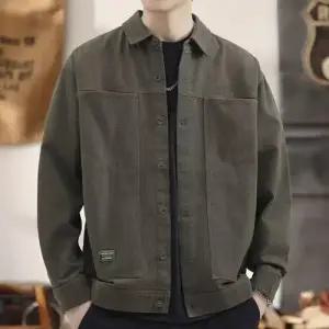 키체샵 남자 가을 빈티지 캐주얼 셔츠 상의 재킷 솔리드 저렴빅사이즈 HO3