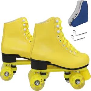 여성용 및 남성용 Wiwii 롤러 스케이트 - 야외 실내용 조절 가능한 반짝이는 휠 4종