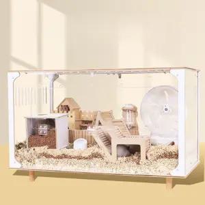 햄스터 아크릴 하우스 간이 투명 사육장 계단 원목 고슴도치