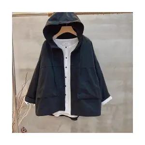 헐크 여성 여친 잠바 집업야구항공 가을 캐주얼 워싱 면 솔리드 후드 숏 코트 긴팔 KKE3