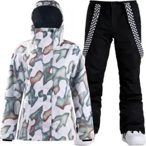 GSOU SNOW 여성 스키 재킷 및 바지 방수 방풍 스노우슈트 스노보드 코트 보온 따뜻한 겨울