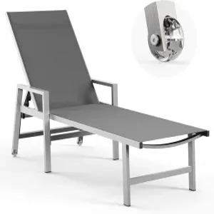 벡스왈스 파티오 체이스 라운지 의자 야외 휠 암레스트 포함 알루미늄 풀 5자세 조절식 리클라이너