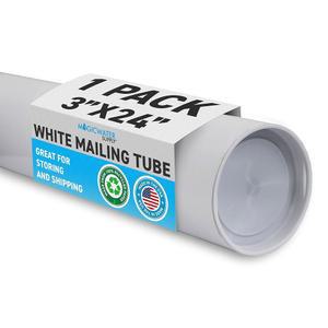 포스터, 예술품, 공예품, 문서의 배송 및 보관을 위한 매직워터 서플라이 메일링 튜브 3인치 x 24인치 흰색 - 1팩