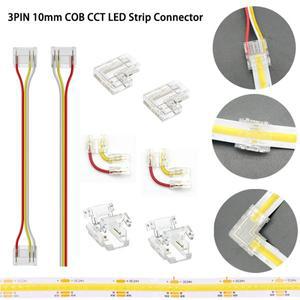 5피스 3Pin CCT COB LED 스트립 고속 커넥터 10mm 솔더리스 FOB 라이트 솔더 프리 스트립/와이어 L 미니 소