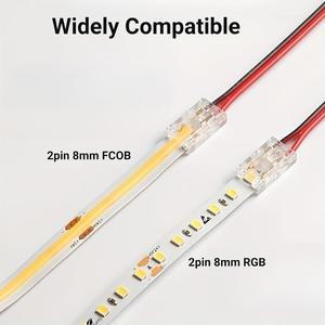 COB LED 스트립 커넥터  10cm 와이어 단일 종단 2핀으로 연결  8mm COB/SMD 2835 3528