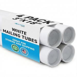 포스터, 예술품, 공예품, 문서의 배송 및 보관을 위한 매직워터 서플라이 메일링 튜브 3인치 x 18인치 흰색 - 4팩
