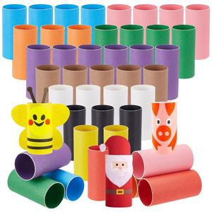 ACRNIGHEET 100팩 공예용 판지 튜브, 10가지 색상 3.3x1.6인치 DIY 빈 화장지 롤, 프로젝트용 원형 학교 미술, 홈 데코