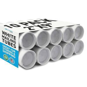 포스터, 예술품, 공예품, 문서의 배송 및 보관을 위한 매직워터 서플라이 메일링 튜브 - 2인치 x 9인치 흰색 10팩 문서 보관용