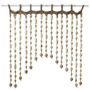 프리미엄 원목구슬 비즈발 블라인드 주방 커튼 공간분리 줄 수제 원목 구슬 반커튼 완제품