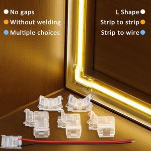 솔더리스 LED 커넥터 2 핀 5mm 8mm 10mm 스트립-스트립 전원 와이어 점퍼 터미널 RGB CCT COB 테이프 라이