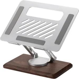 책상용 무소 우드 노트북 스탠드 360 회전 호두나무 받침대가 있는 라이저 조절 가능한 인체공학적 나무