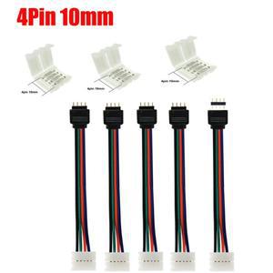 10mm 4Pin 5050 LED RGB 스트립 확장 커넥터 케이블 와이어 Led 연장 클립 5-24V 라이트