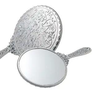 원형 엔틱 실버 손거울 대 1P 휴대용 손잡이 공주거울 대형손거울