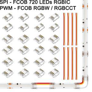 12-24개 FCOB 투명 커넥터 무땜납 커버 PWM 5핀 RGBW 6핀 RGBCCT SPI 3핀 RGBIC 10mm LED 스트립 라이트