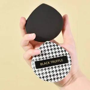 블랙 체크 패턴 말랑 모찌 쿠션 퍼프 케이스 세트