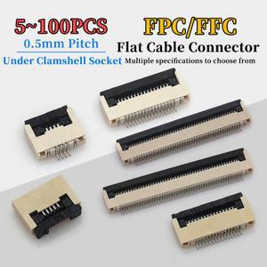 10/50/100개/묶음 FPC FFC 플랫 케이블 커넥터 0.5mm 피치 클램쉘 소켓 아래 4P 5P 6P 7P 8P 10P 12P 20P 2