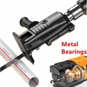 톱블레이드가있는 목재 금속 절단 도구 용 왕복 어댑터 스크루 드라이버 변환 헤드로 수정 된 전기 드릴