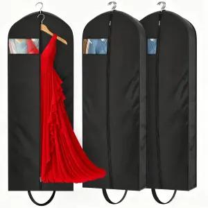 여행용 키티 65인치 롱가먼트 가방 4인치 걸이 드레스 3팩 가운 코트 블랙 옷장 보관용 의류 보호기