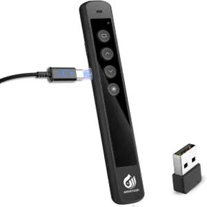 AMERTEER 무선 프레젠터 리모컨 - 2.4GHz RF 하이퍼링크 및 볼륨 조절 기능이 있는 프레젠테이션 클리커