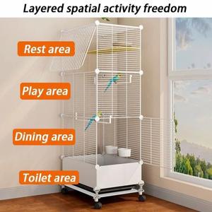 DIY 실내 새장 대형 금속 스틸 분배기 앵무새 아구창 빌라  안티 스플래시 식품 애완 동물 용품