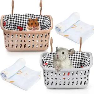 DEAYOU 2팩 케이지용 쥐 해먹 갈고리가 달린 씹기 방지 작은 동물 걸이 바구니 침대 기니피그 햄스터 슈가