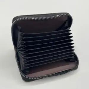 1개 갈색 인조가죽 수납 대용량 카드 지갑 지퍼 명함 카드홀더 가죽카드지갑 여성카드지갑