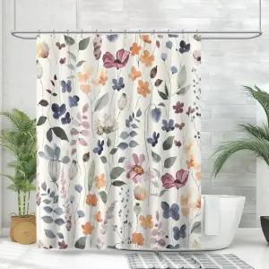 아마레돔 잉크 꽃 샤워 커튼 욕실용 컬러풀 플라워 방수 패브릭 세트 12 후크 72x72 인치 장식