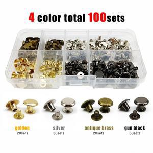 100 대/상자 시카고 스크류 네일 스터드 포스트 바인딩 리벳 가죽 벨트 가방 스트랩 지갑 수하물 웹  앨범