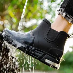 남성 블랙첼시부츠 레인부츠 앵클부츠 에어쿠션 방수 fQI7+4YEU