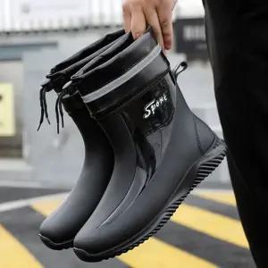 남성 캠핑 레저 캐주얼 디자인 미들 레인부츠