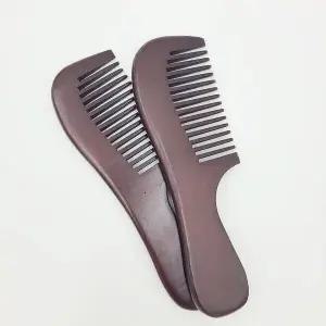 나무 손잡이 휴대용 도끼빗 진한 갈색