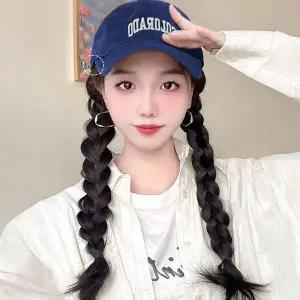 여성 2컬러 네이비 볼캡형 웨이브가발 가발야구모자